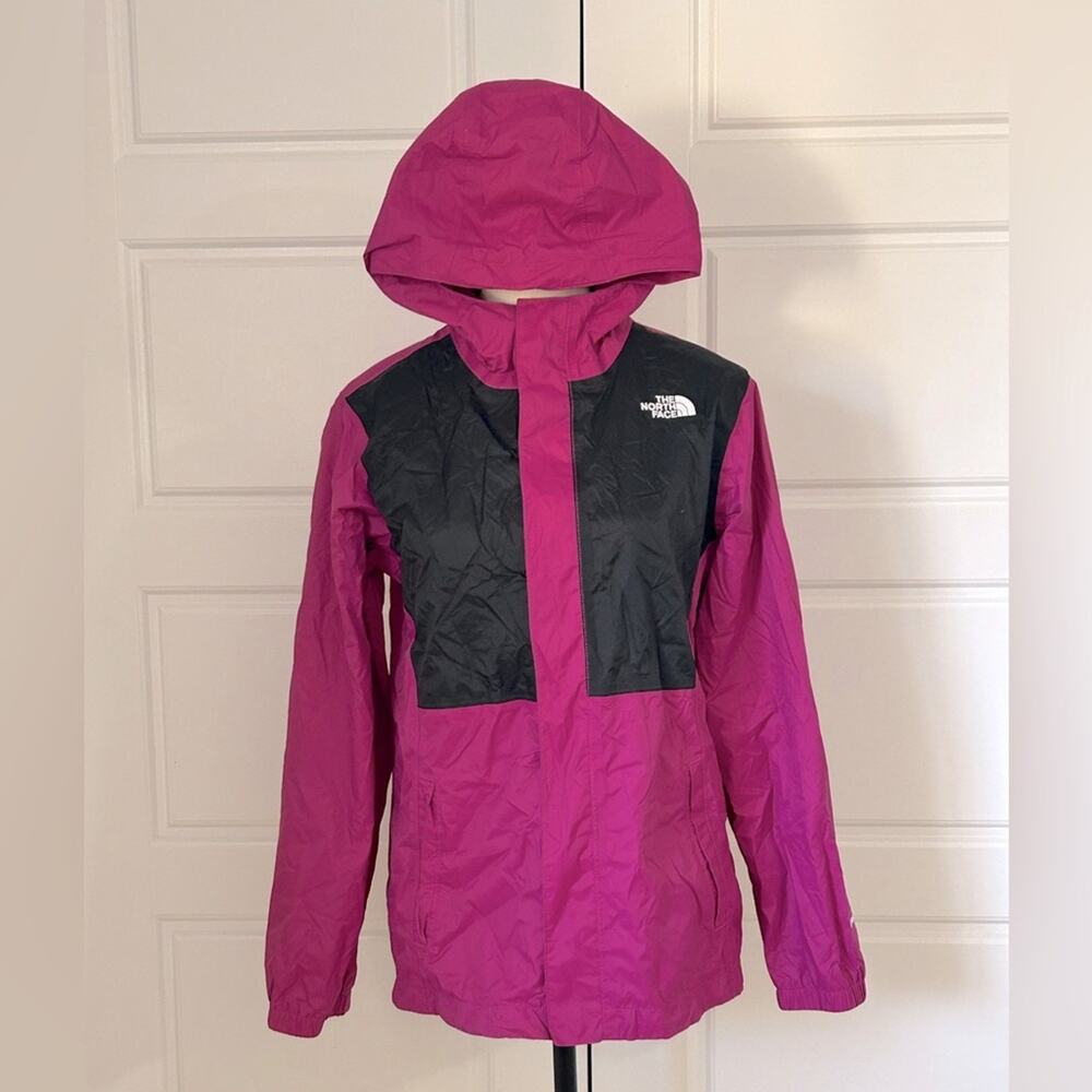 The north face antora pink plum black waterproof jacket size girls 18 women’s XS